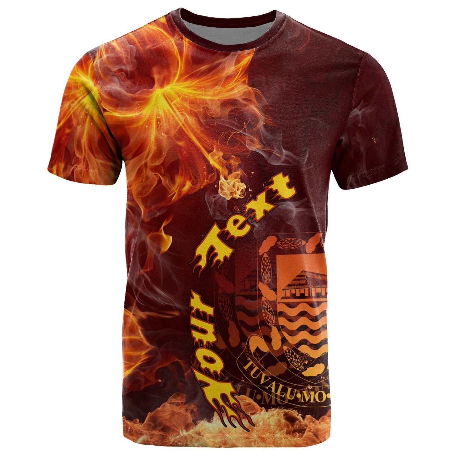 Tuvalu Polynesian Custom Personalised T - Shirt - Fire Hibiscus - Vibe Hoodie Shop