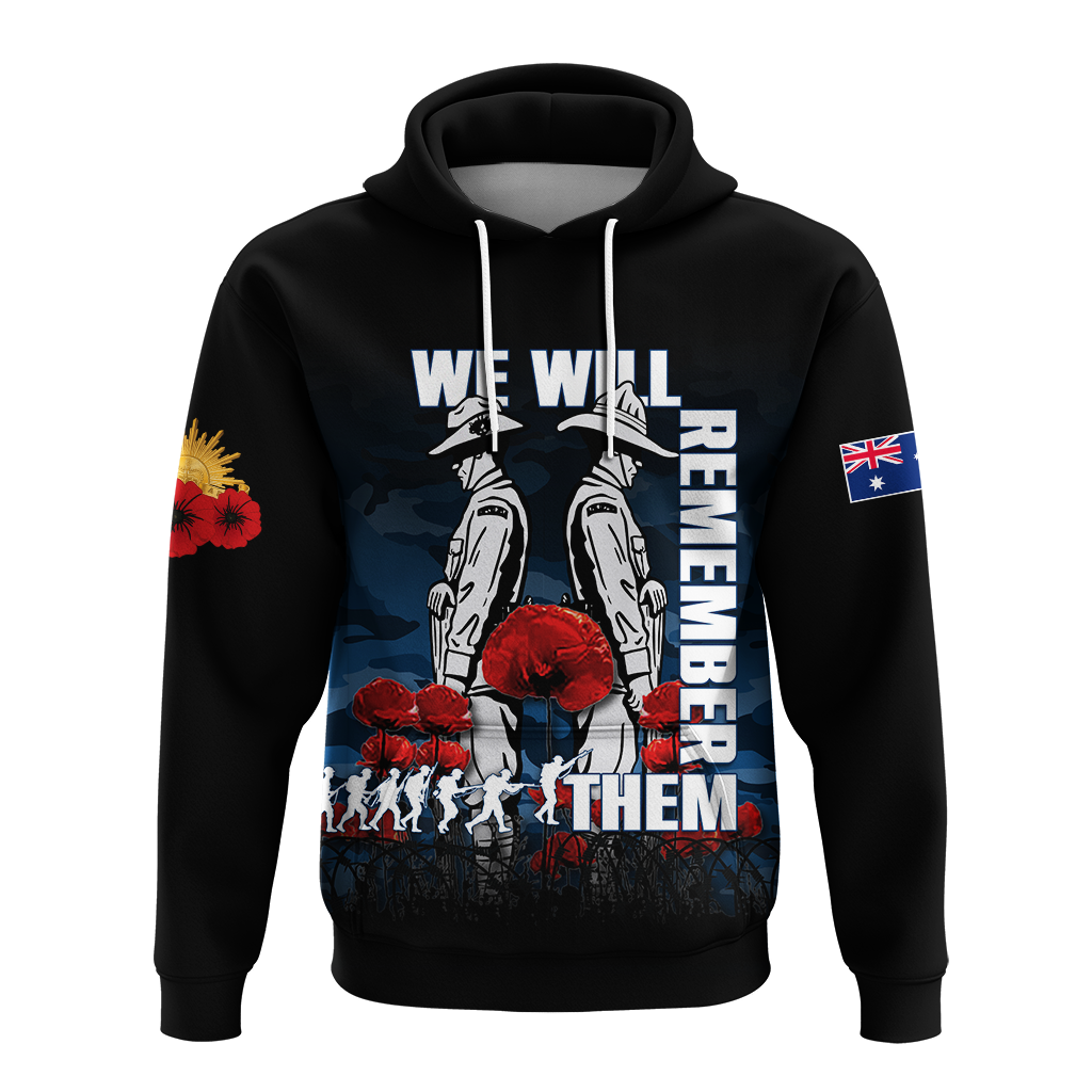 Australia ANZAC 2022 Hoodie Camouflage With Poppy Blue - LT12 - Vibe Hoodie Shop