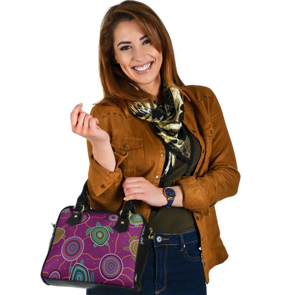 Shoulder HandBag - Aboriginal Turtle Purple Australia Dot Patterns BN17v - Vibe Hoodie Shop