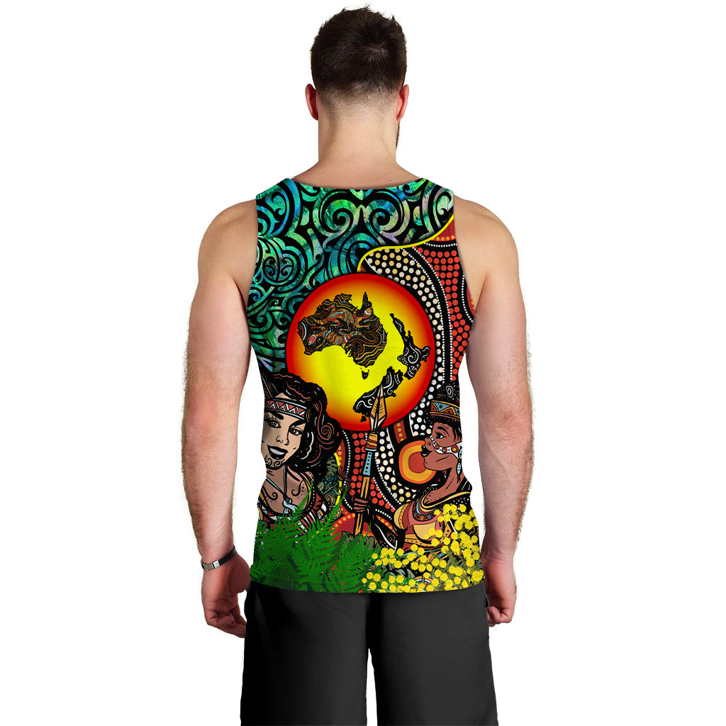 Australia Aboriginal Kangaroo Combine New Zealand Maori Kiwi Bird Men Tank Top - - Vibe Hoodie Shop