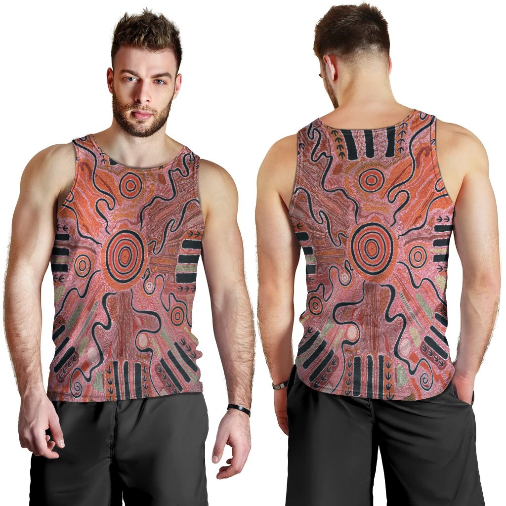 Aboriginal Men's Tank Top - Indigenous Footprint Landscape - Vibe Hoodie Shop