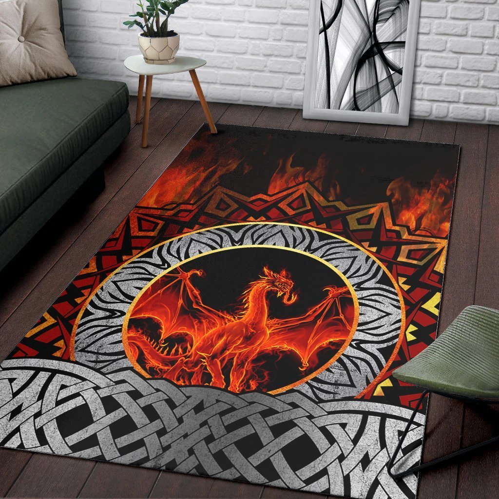 Celtic Dragon Area Rug - Fire Dragon - Vibe Hoodie Shop