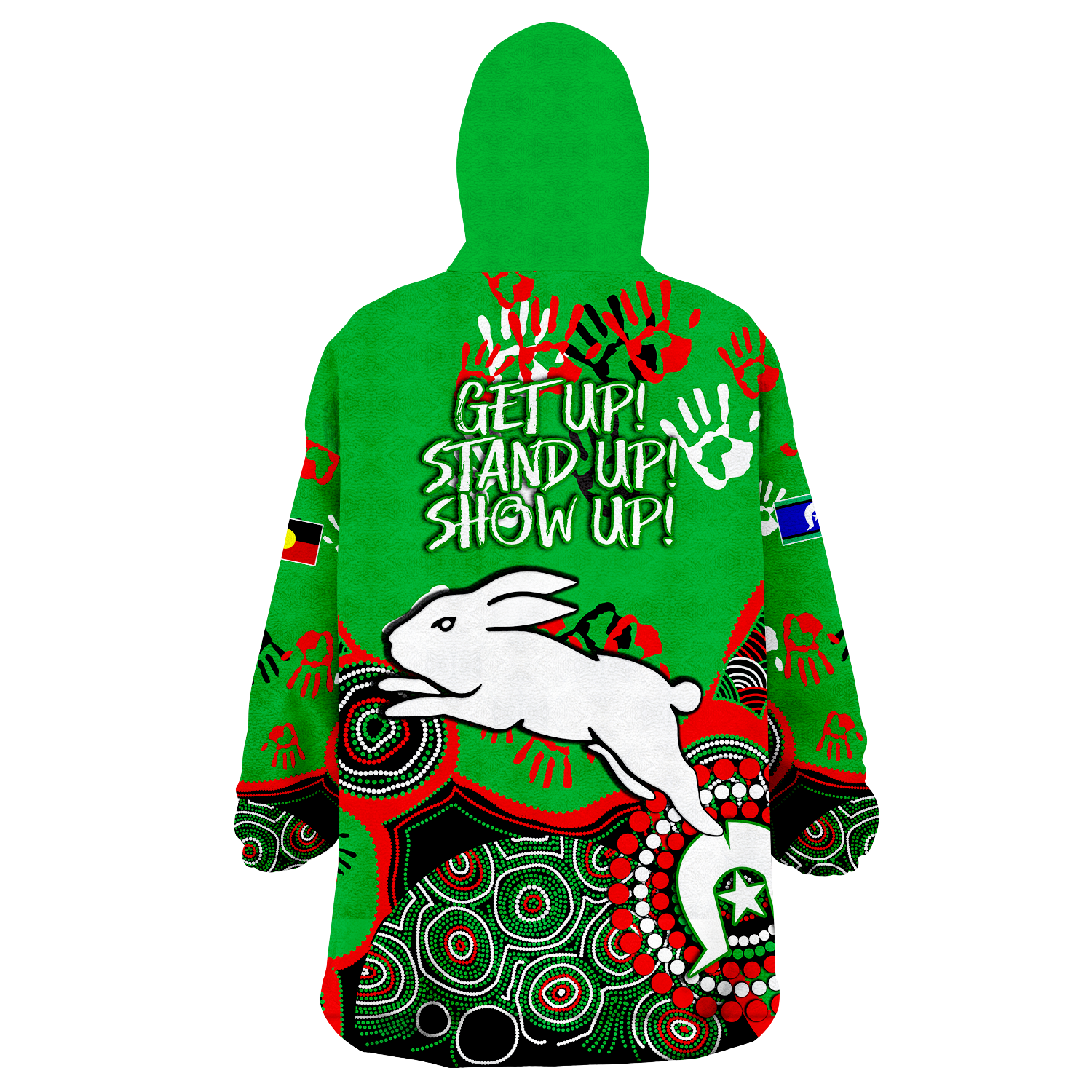 Rabbitohs Rugby NAIDOC 2022 Aboriginal Wearable Blanket Hoodie - - Vibe Hoodie Shop