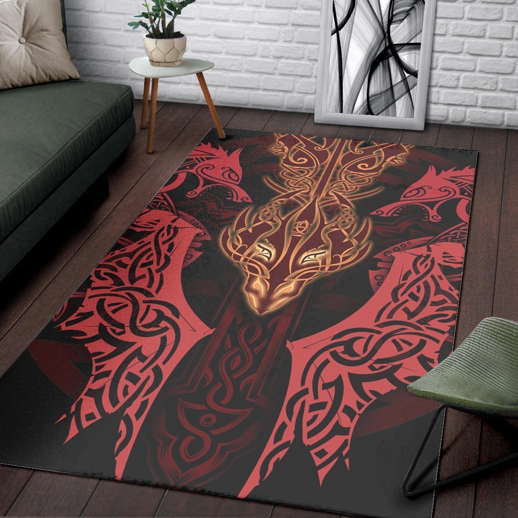 Celtic Dragon Area Rug - Dragon Sword, Cross Patterns - Vibe Hoodie Shop