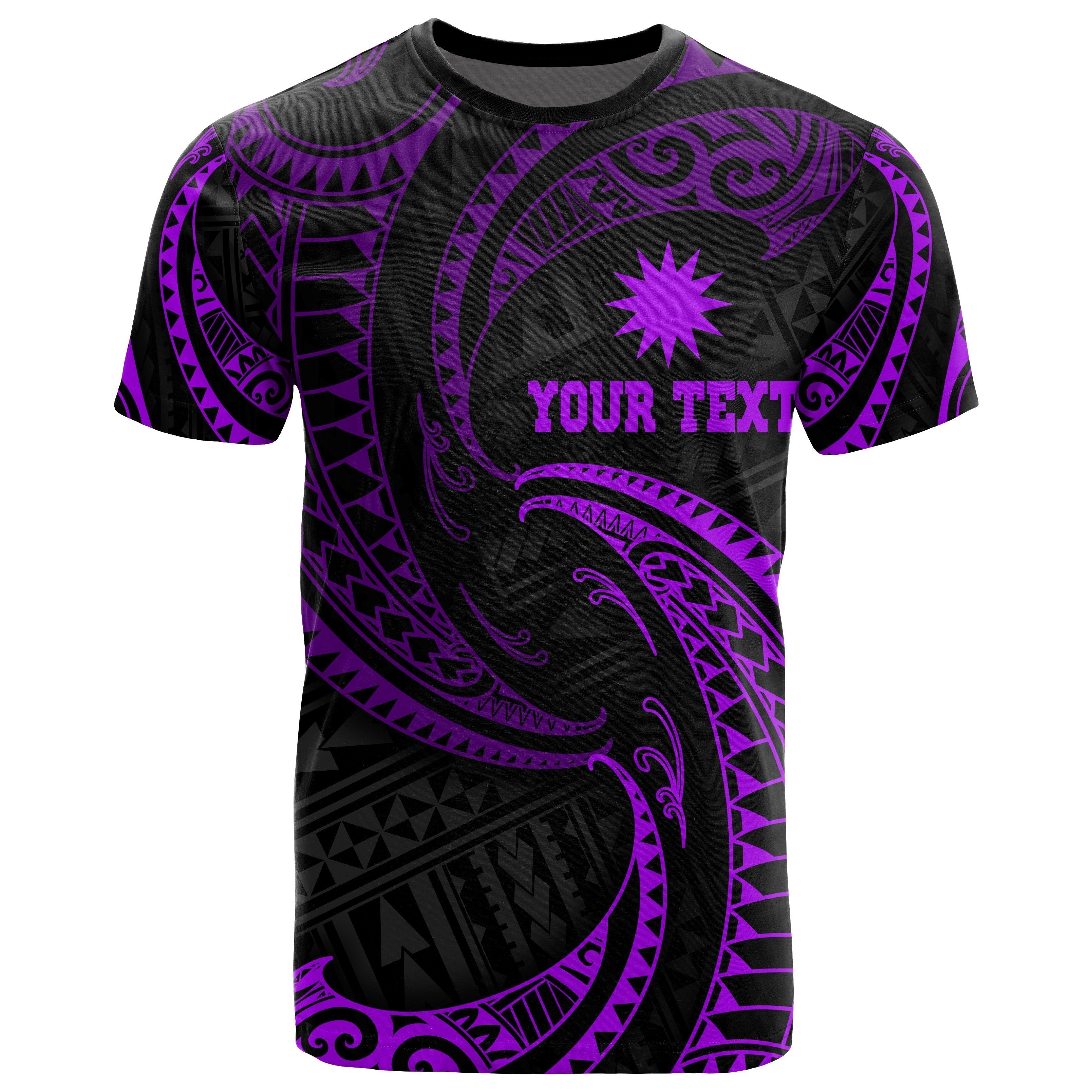 Nauru Polynesian Custom Personalised T shirt - Purple Tribal Wave - Vibe Hoodie Shop