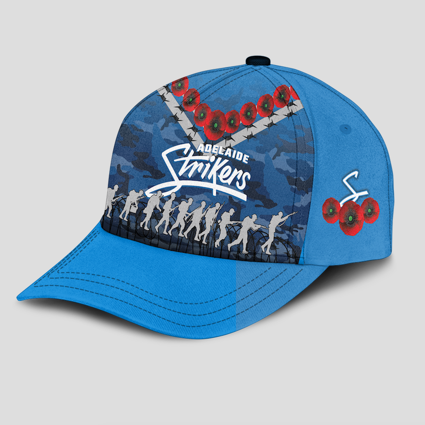 Adelaide Strikers ANZAC 2022 Caps Camouflage With Poppy - - Vibe Hoodie Shop