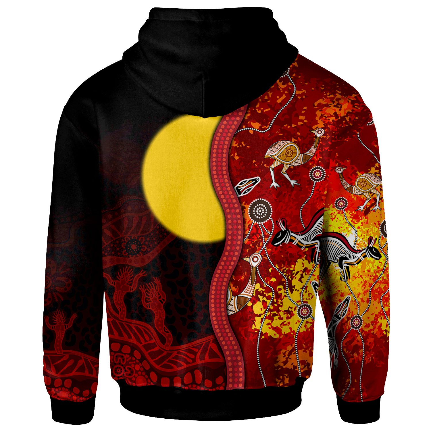 Custom Aboriginal Zip - Up Hoodie - Red Indigenous Flag - Vibe Hoodie Shop