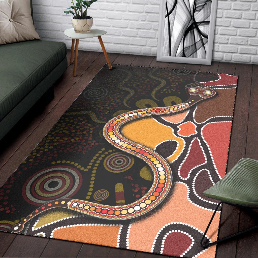 Area Rug - Aboriginal Snake With Dot Painting - Vibe Hoodie Shop