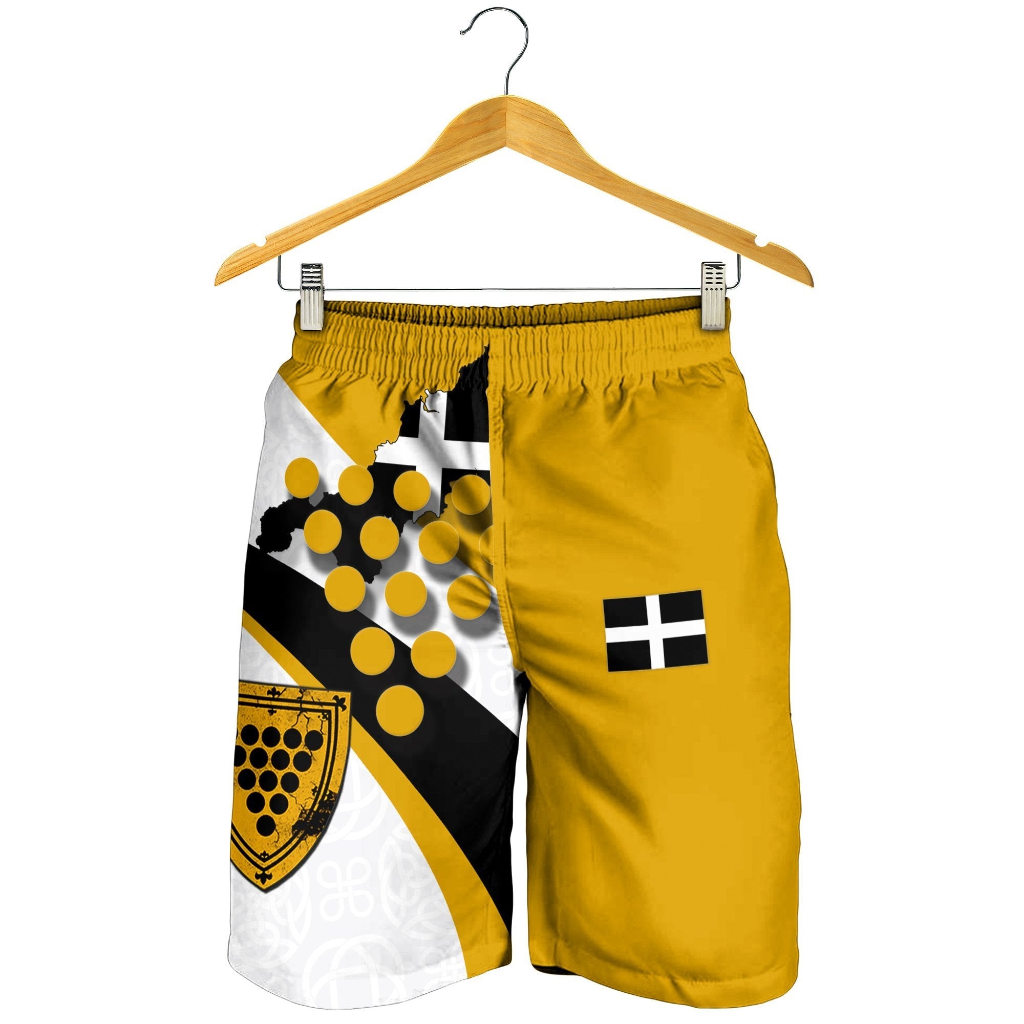 Cornwall Celtic Shorts Men - Cornish Flag With Duke of Cornwall - Vibe Hoodie Shop