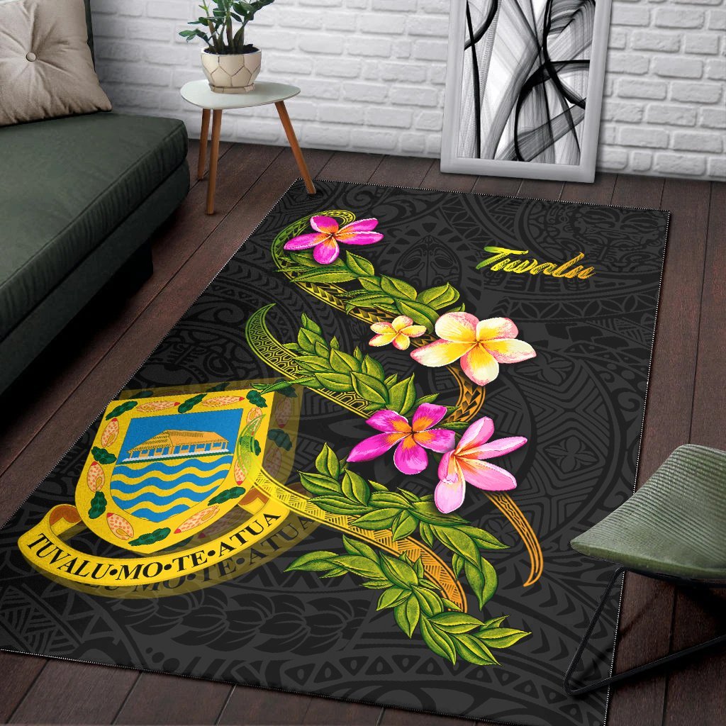 Tuvalu Polynesian Area Rug - Plumeria Tribal - Vibe Hoodie Shop