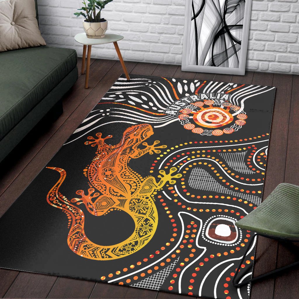 Aboriginal Area Rug - Lizard Sunshine - Vibe Hoodie Shop