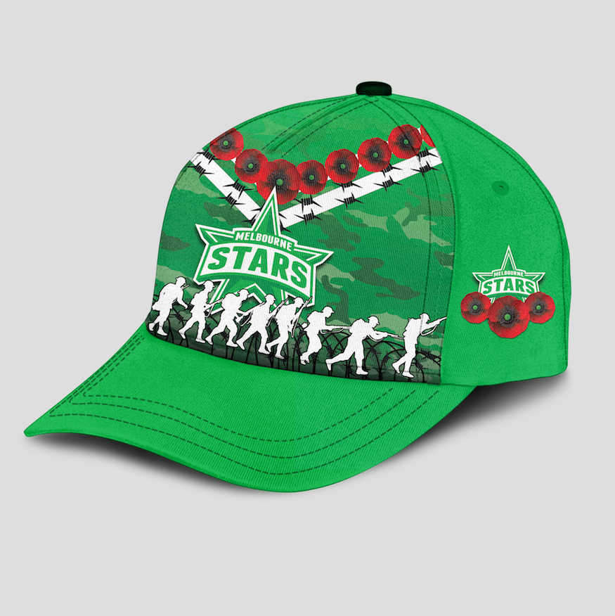 Melbourne Stars ANZAC 2022 Caps Camouflage With Poppy - - Vibe Hoodie Shop