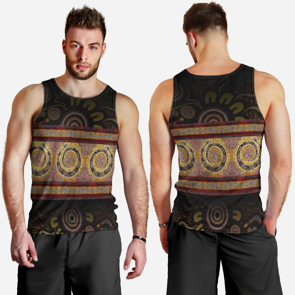 Aboriginal Men Tank - Snake Dot Panting Art - Vibe Hoodie Shop