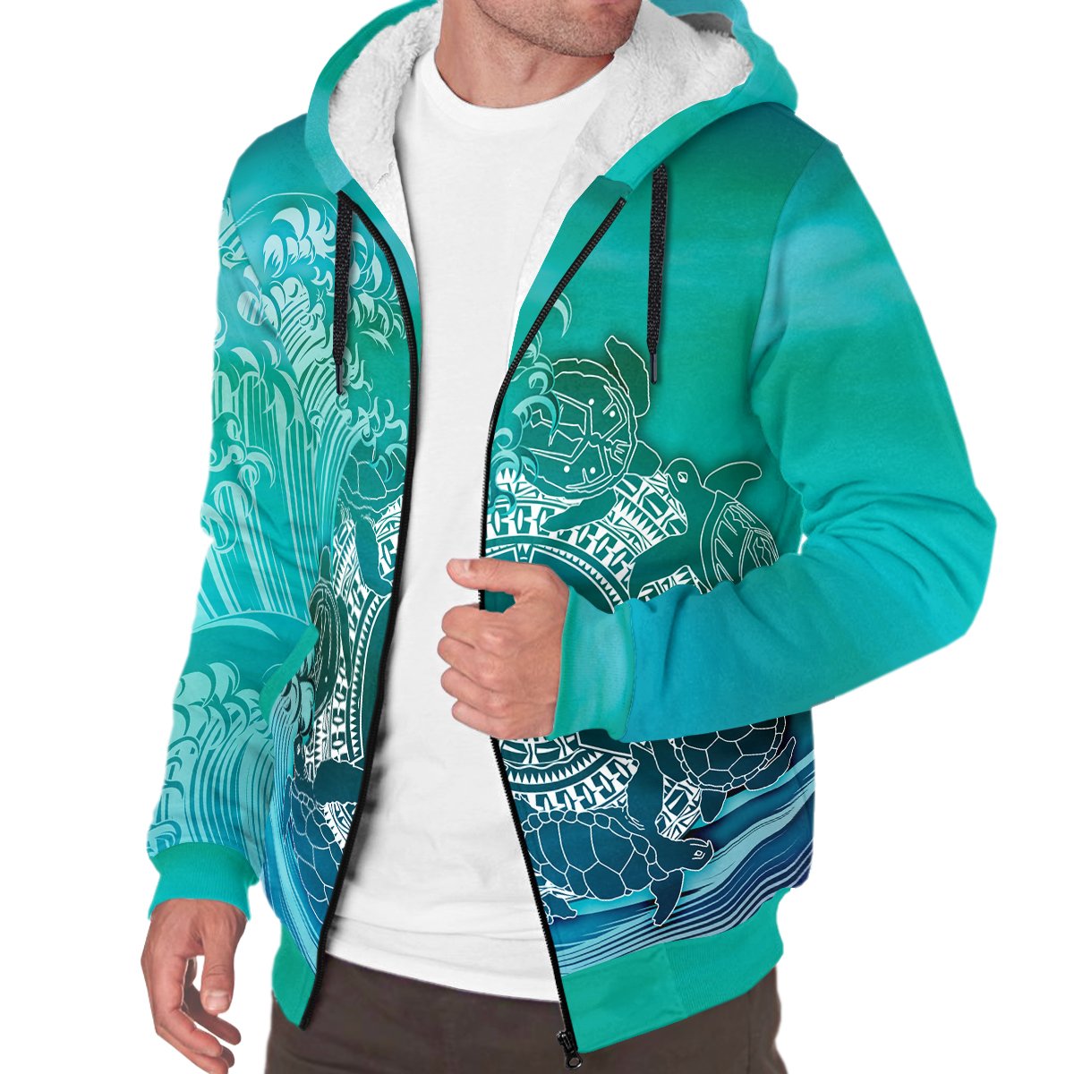 Aboriginal Sherpa Hoodie, Torres Strait Islands in Wave - Vibe Hoodie Shop