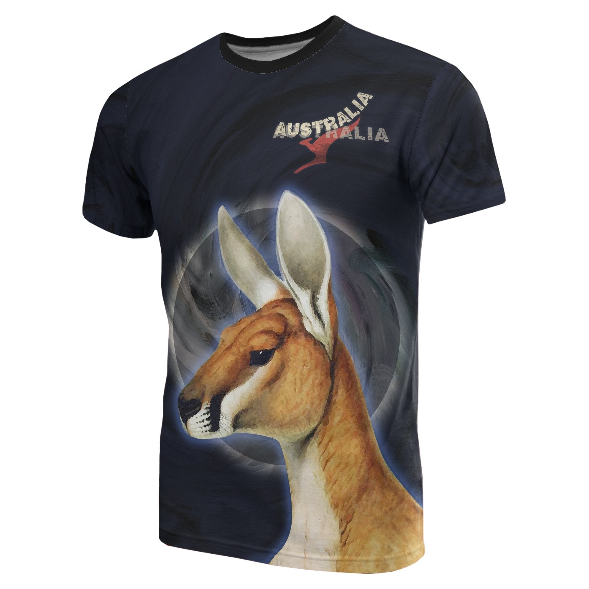 T shirt - Kangaroo T shirt Aus Flag Moon - Unisex - Vibe Hoodie Shop