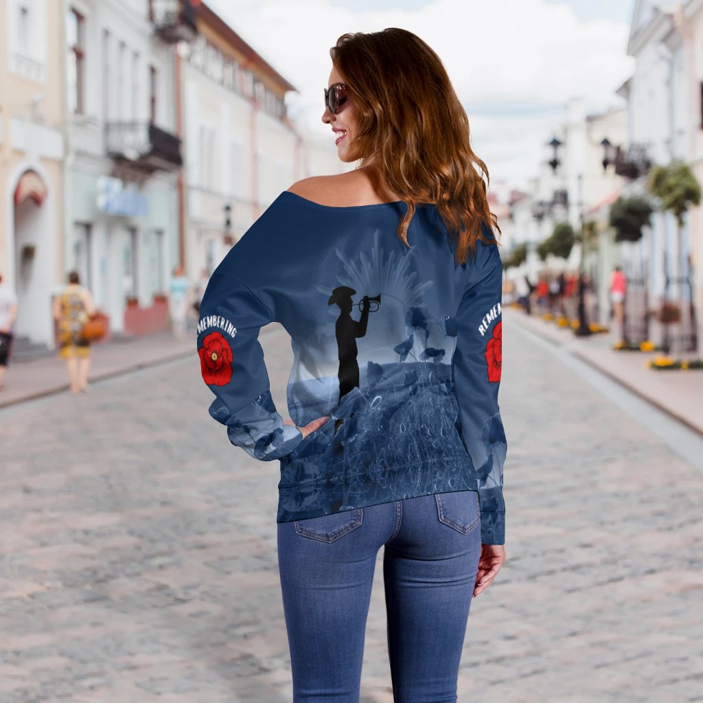 Australia Navy ANZAC Women's Off Shoulder - Remembering Our Heroes - Vibe Hoodie Shop