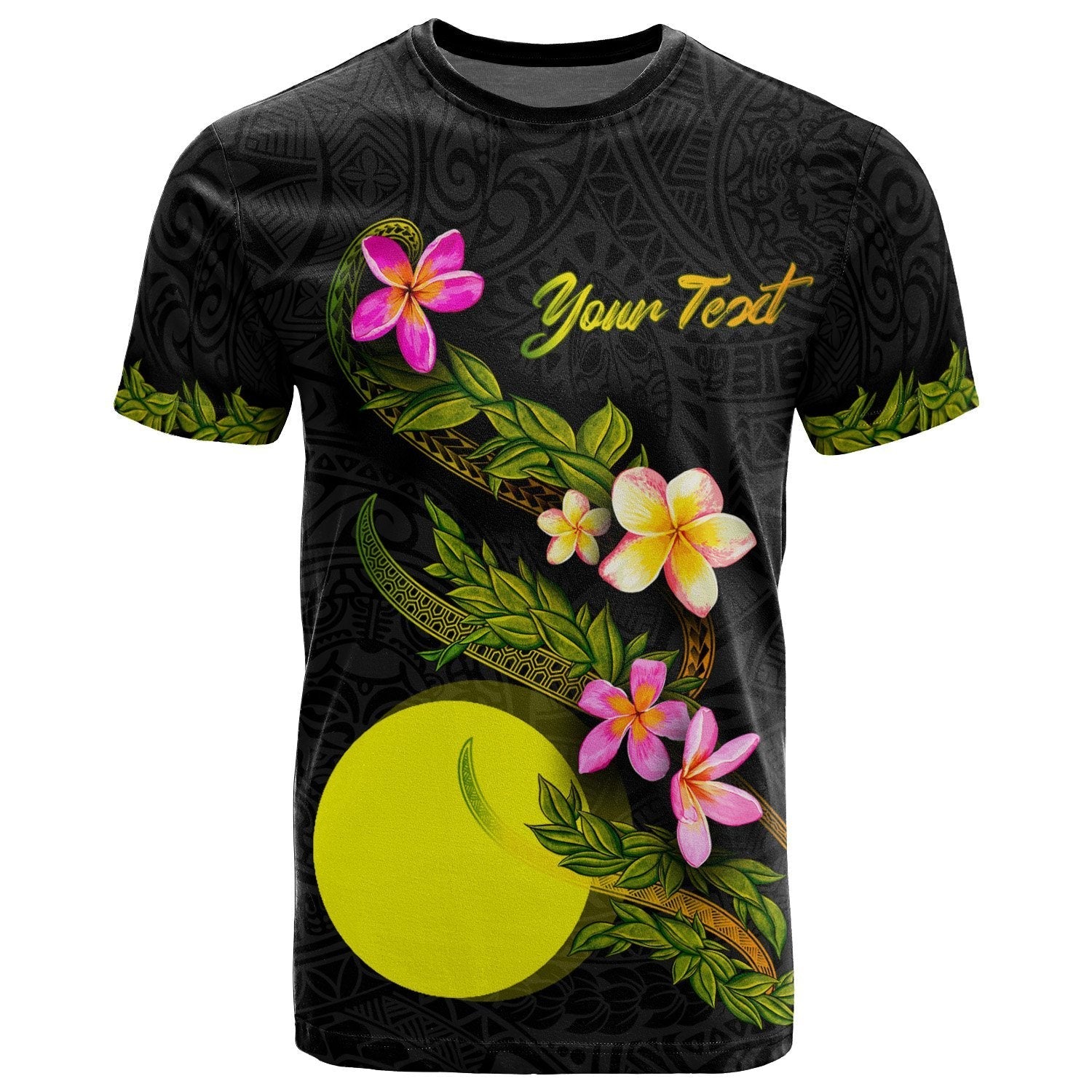 Palau Polynesian Custom Personalised T shirt - Plumeria Tribal - Vibe Hoodie Shop