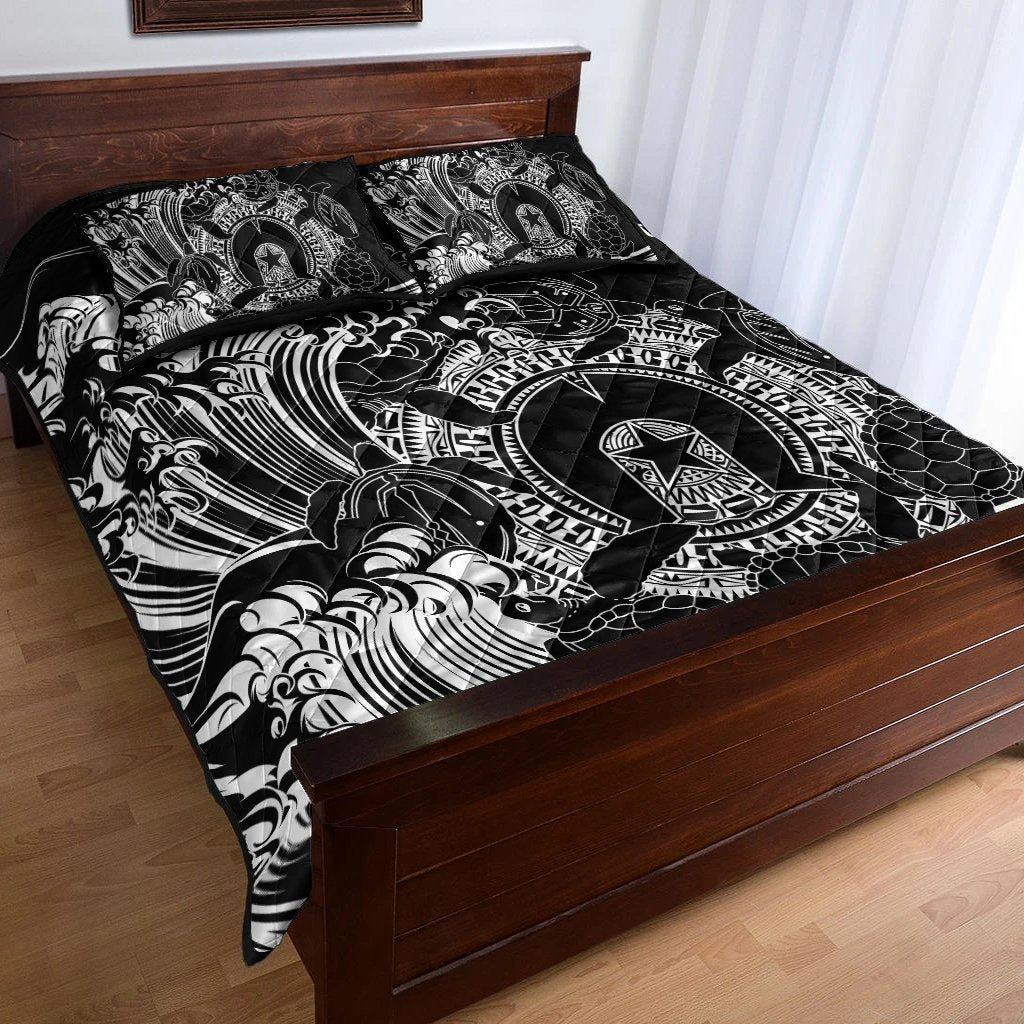 Custom Aboriginal Quilt Bed Set, Torres Strait Islands in Wave (Black) - Vibe Hoodie Shop