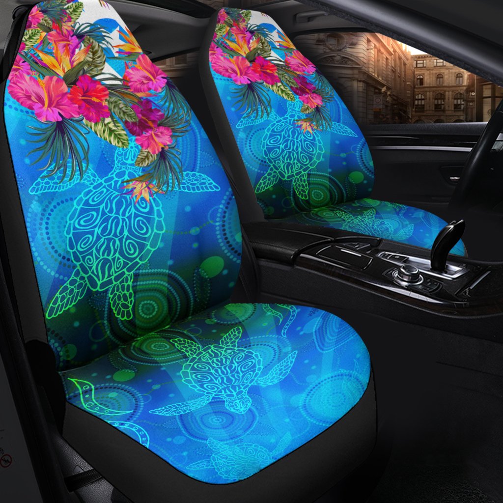 Car Seat Cover - Torres Strait Blue Sea With Hibiscus - Vibe Hoodie Shop