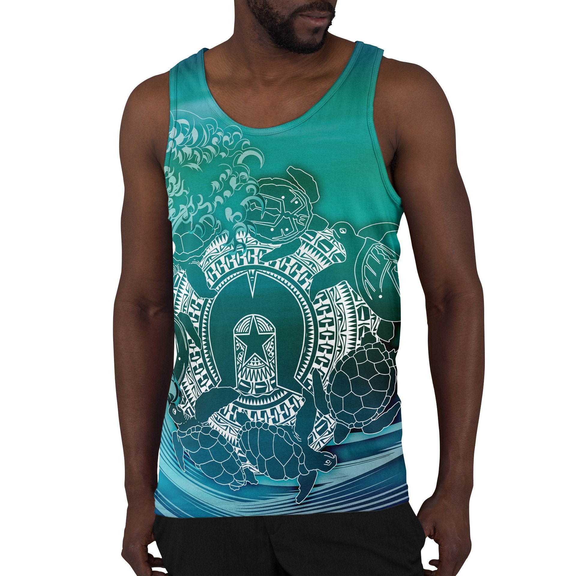 Aboriginal Men's Tank Top, Torres Strait Islands in Wave - Vibe Hoodie Shop