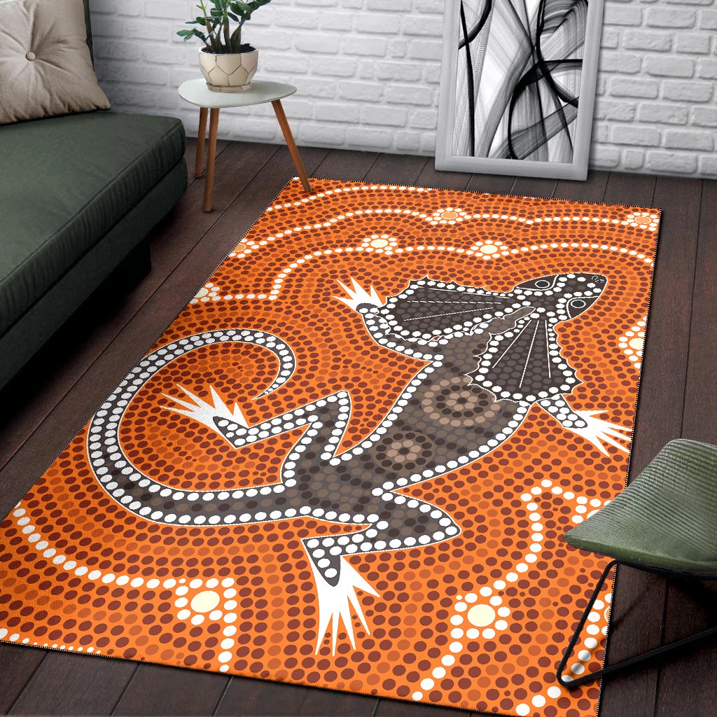 Aboriginal Area Rug - Dreamtime Lizard Aboriginal Style - Vibe Hoodie Shop