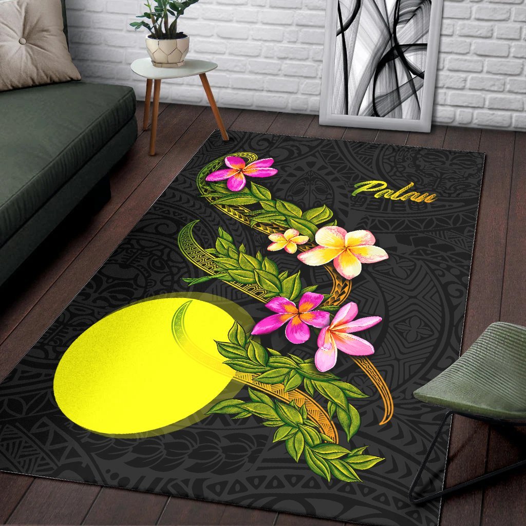 Palau Polynesian Area Rug - Plumeria Tribal - Vibe Hoodie Shop