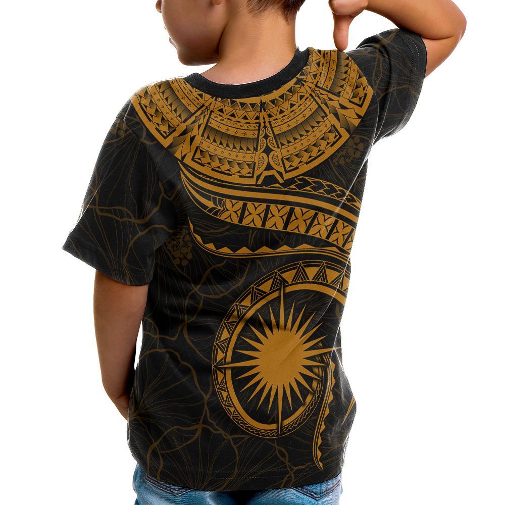 Marshall Islands Polynesian T shirt - Marshall Islands Waves (Golden) - Vibe Hoodie Shop