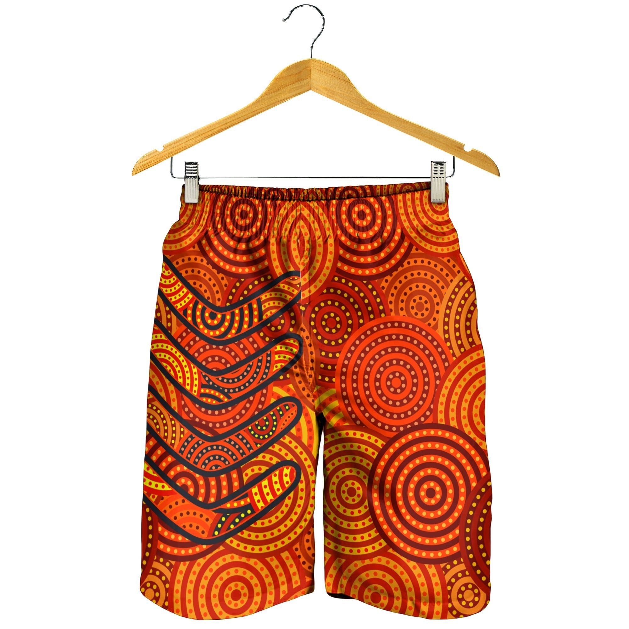 Aboriginal Men's Short - Aboriginal Boomerangs And Dot Circle - Vibe Hoodie Shop