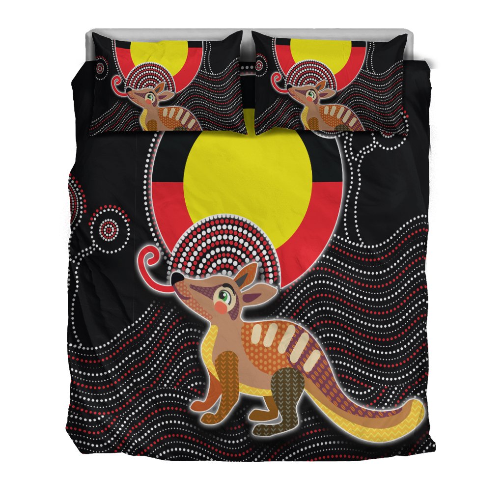 Aboriginal Bedding Set - Numbat with Aboriginal Flag - Vibe Hoodie Shop