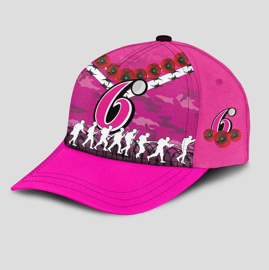 Sydney Sixers ANZAC 2022 Caps Camouflage With Poppy - - Vibe Hoodie Shop