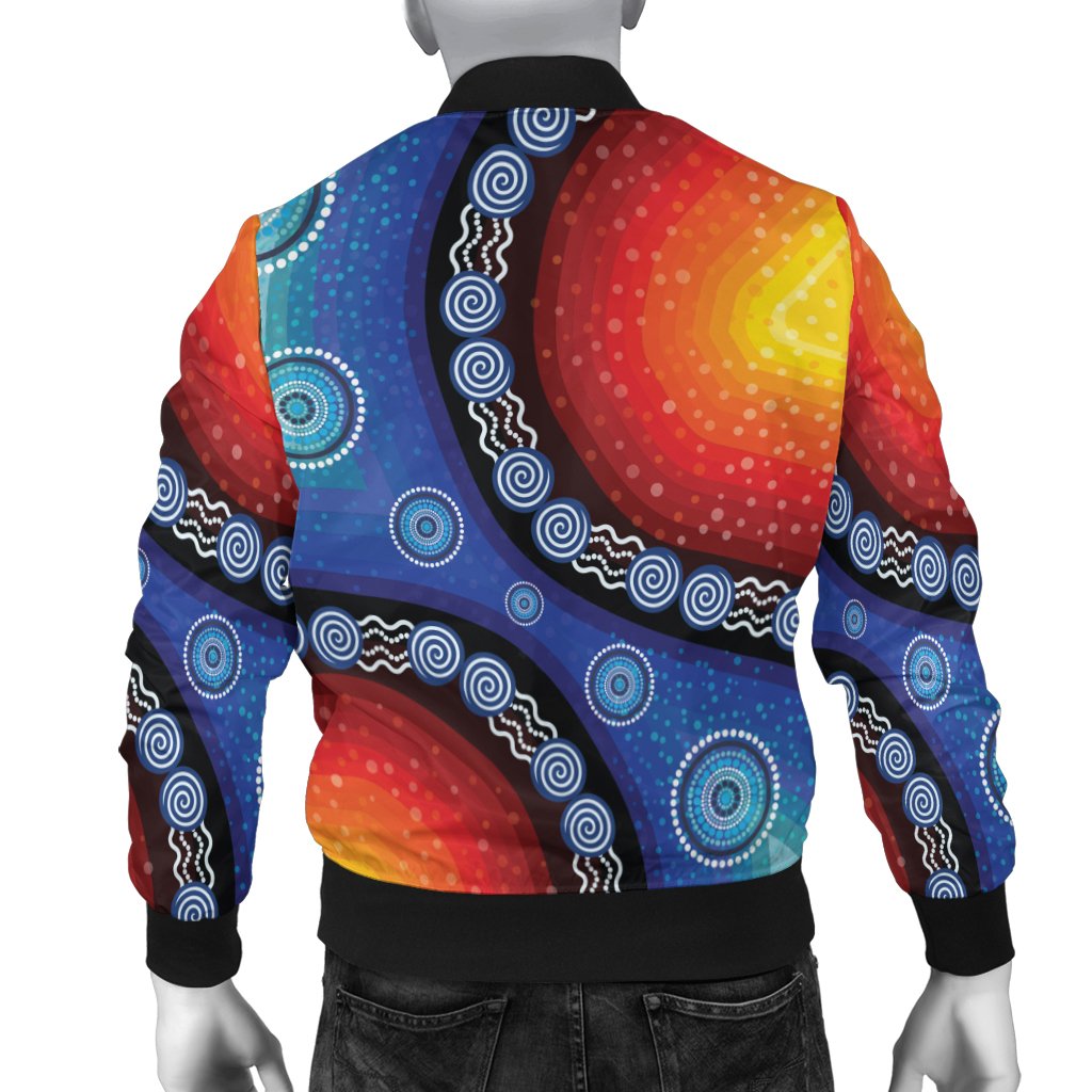 Bomber Jacket - Aboriginal Color Dot Painting - Vibe Hoodie Shop