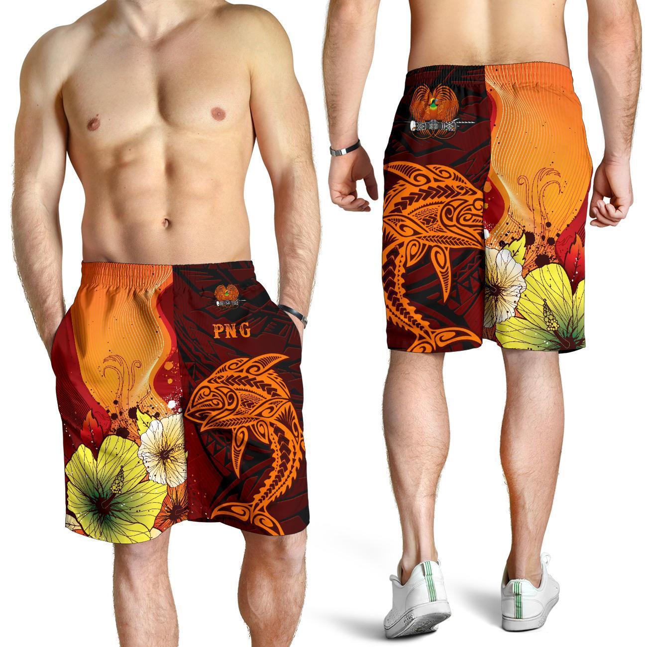 Papua New Guinea Men's Shorts - Tribal Tuna Fish - Vibe Hoodie Shop