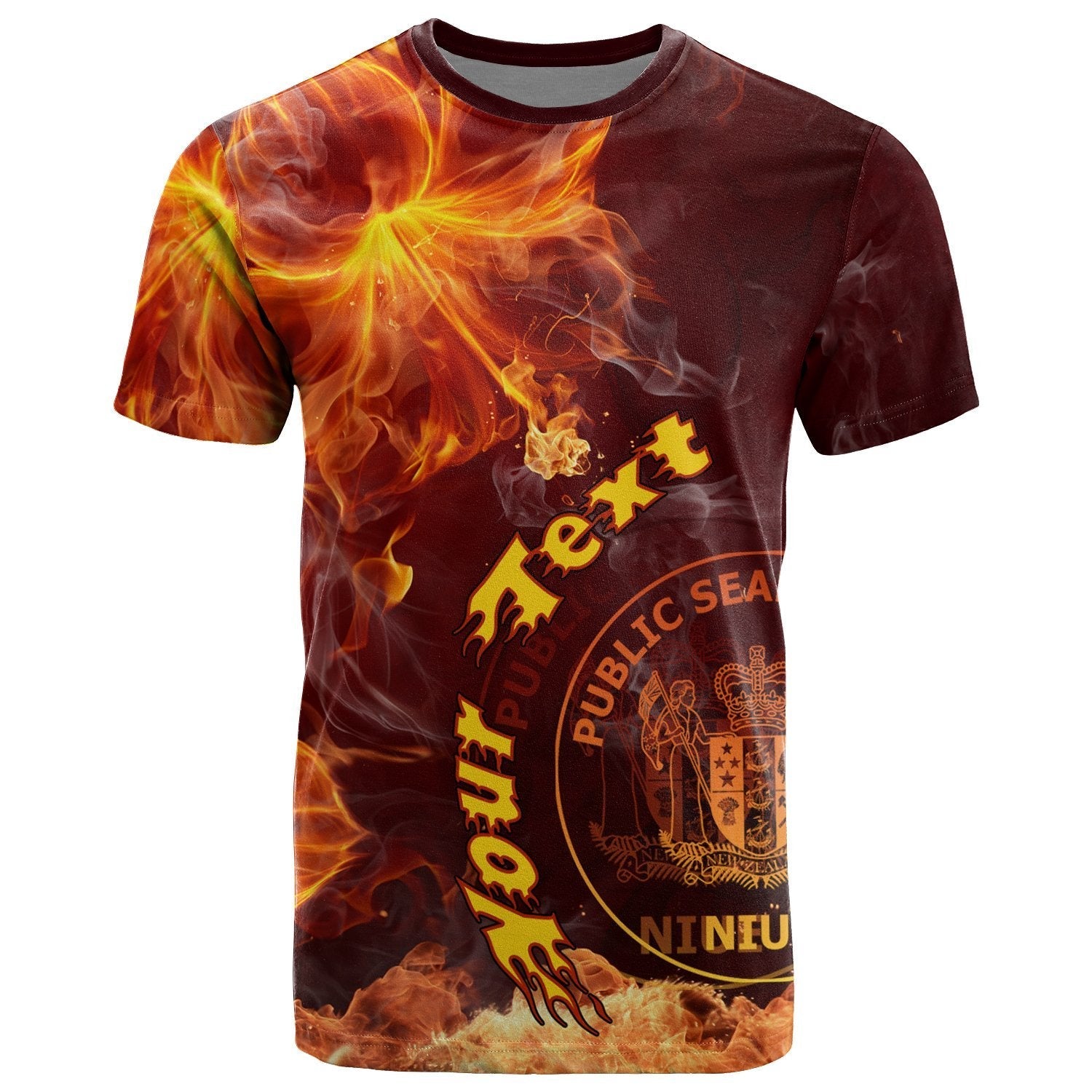 Niue Polynesian Custom Personalised T - Shirt - Fire Hibiscus - Vibe Hoodie Shop