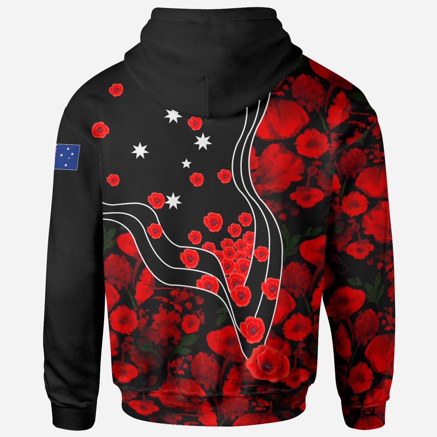 ANZAC Lest We Forget Zip - Up Hoodie - Poppy Flowers - Vibe Hoodie Shop