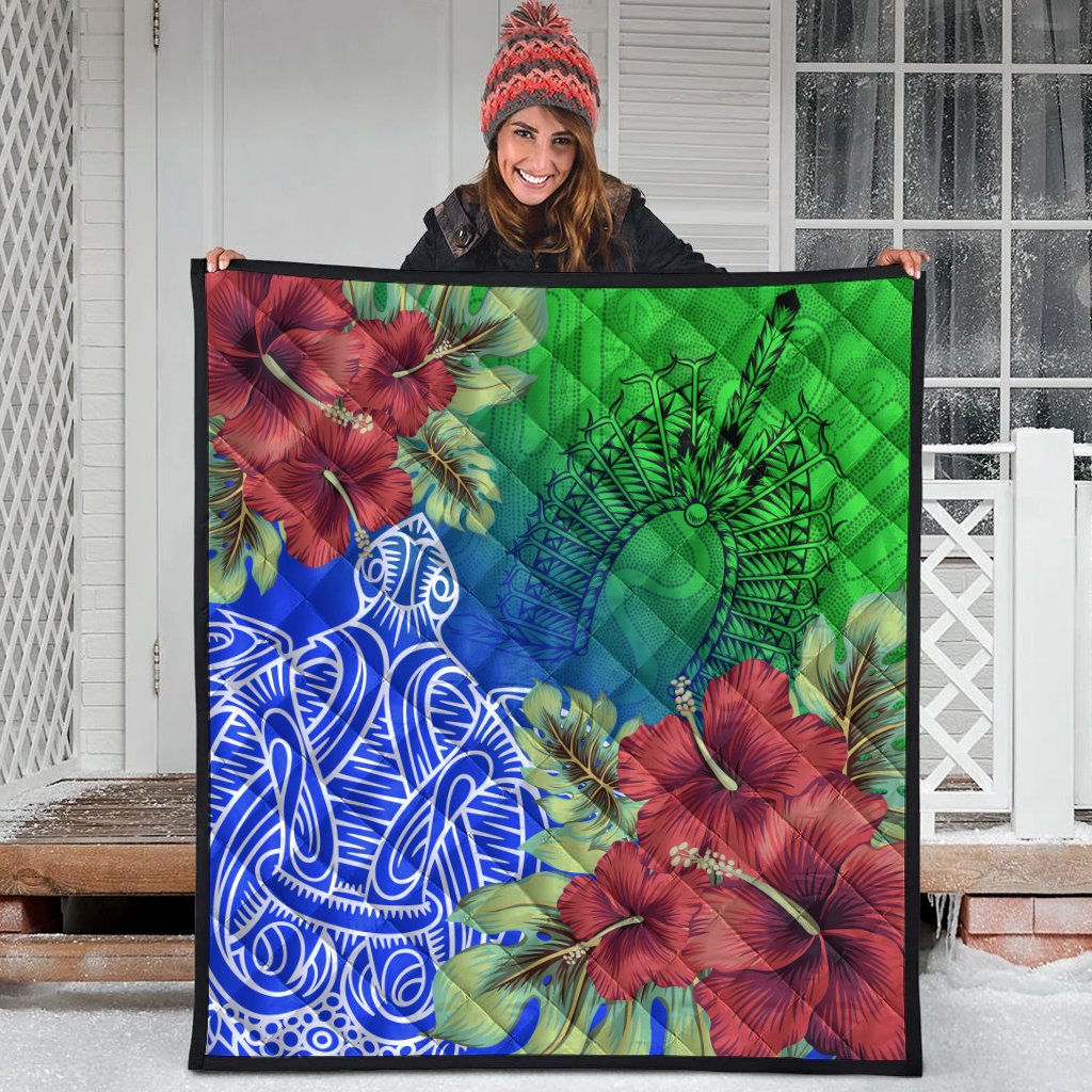 Torres Strait Islanders Quilt - Ocean Hibiscus - Vibe Hoodie Shop