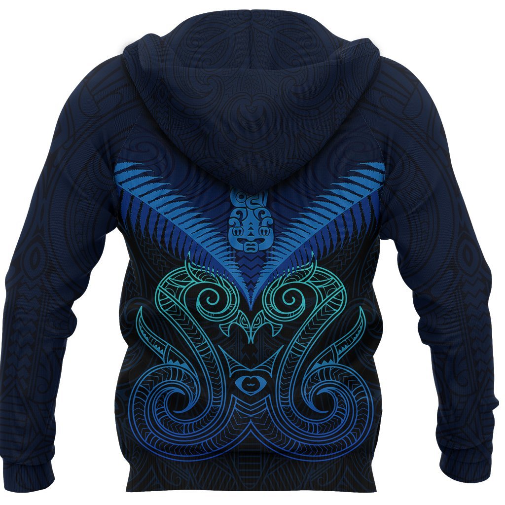 Maori Manaia New Zealand Zip Up Hoodie Blue - Vibe Hoodie Shop