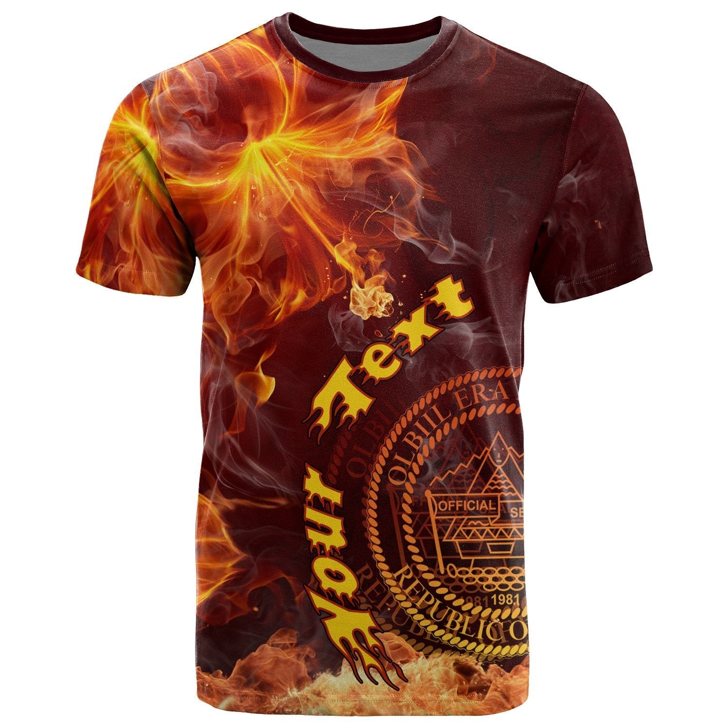 Palau Polynesian Custom Personalised T - Shirt - Fire Hibiscus - Vibe Hoodie Shop