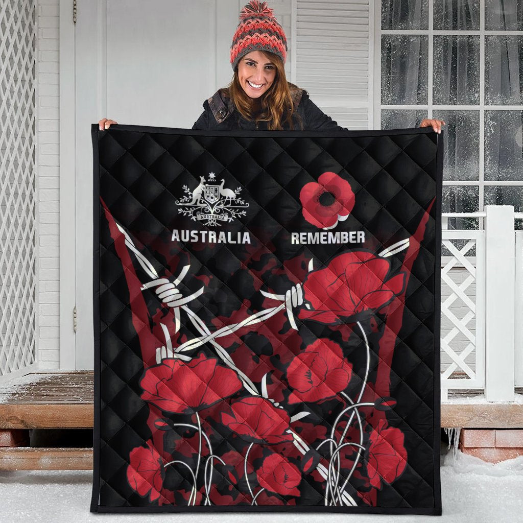 ANZAC Premium Quilt - ANZAC with Remembrance Poppy Flower - Vibe Hoodie Shop