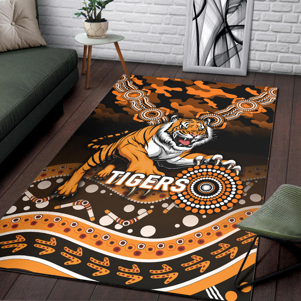 Tigers Rugby ANZAC Day Camouflage Indigenous Art Area Rug - - Vibe Hoodie Shop