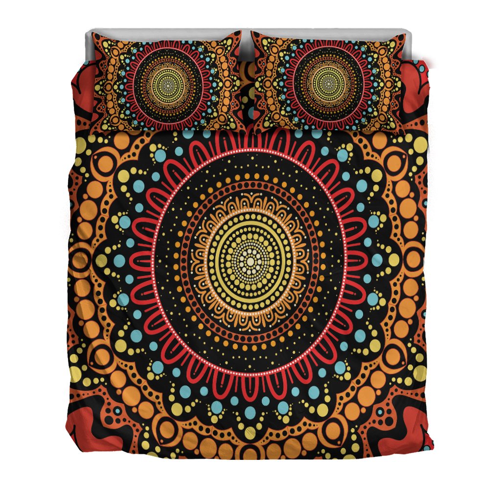 Aboriginal Bedding Set - Aboriginal Style Of Dot Painting - Vibe Hoodie Shop