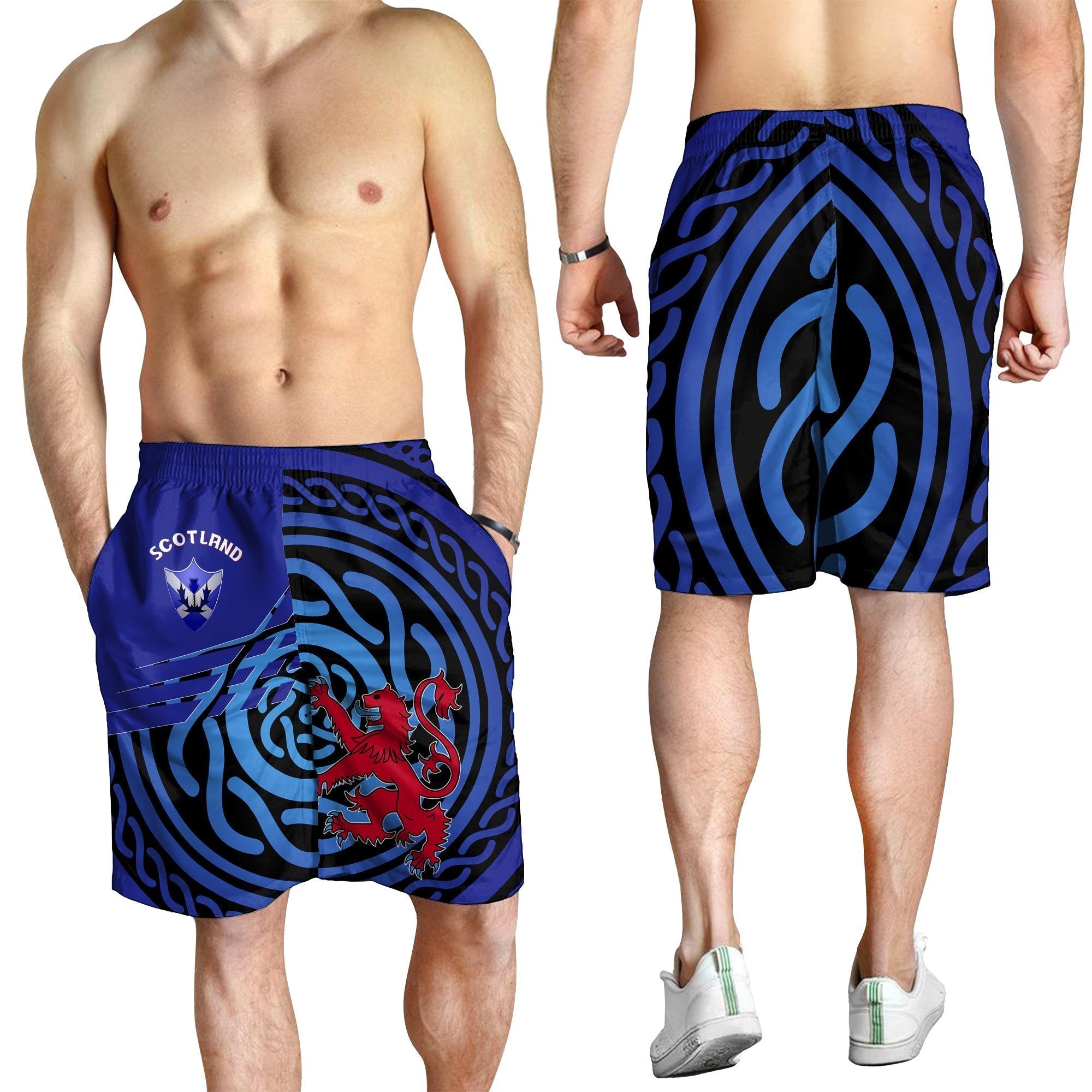 Scotland Men's Short - Scotland Symbol With Celtic Patterns - Vibe Hoodie Shop