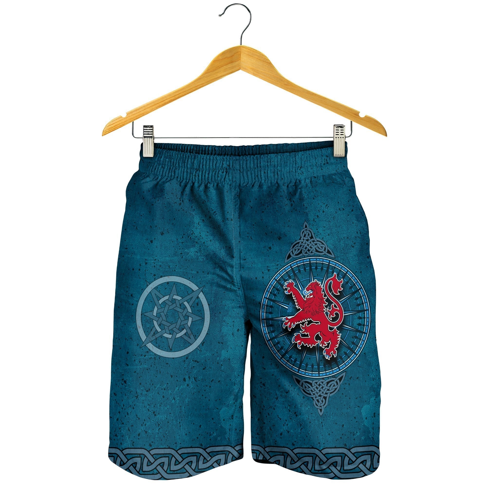 Scotland Celtic Shorts Men - Celtic Compass With Scottish Lion - Vibe Hoodie Shop