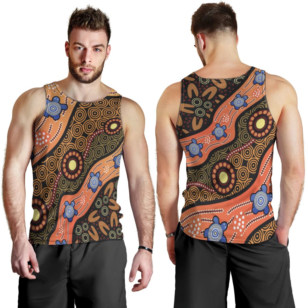 Men Tank - Aboriginal Dot Unique Style Turtle - Vibe Hoodie Shop