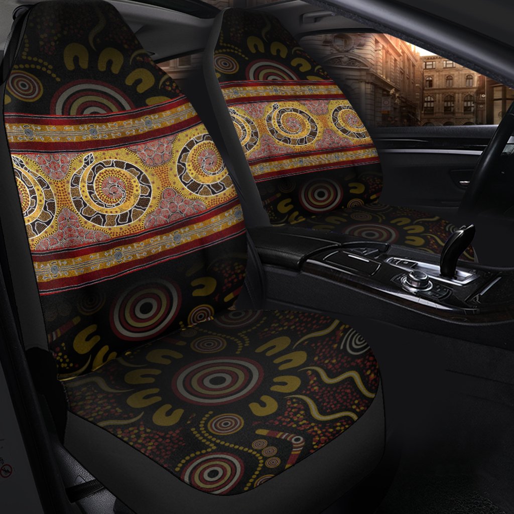 Aboriginal Car Saet Cover - Snake Dot Panting Art - Vibe Hoodie Shop