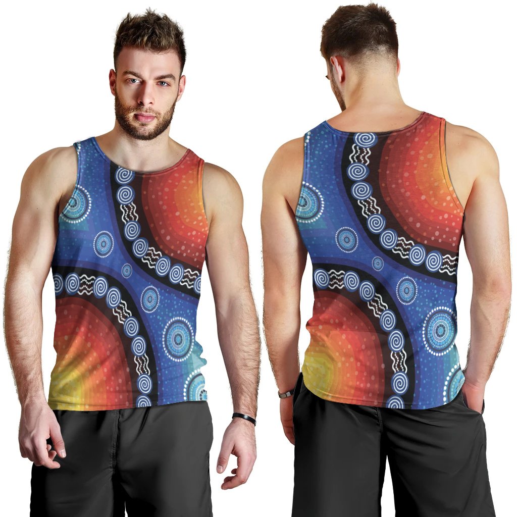 Men Tank Top - Aboriginal Color Dot Painting - Vibe Hoodie Shop