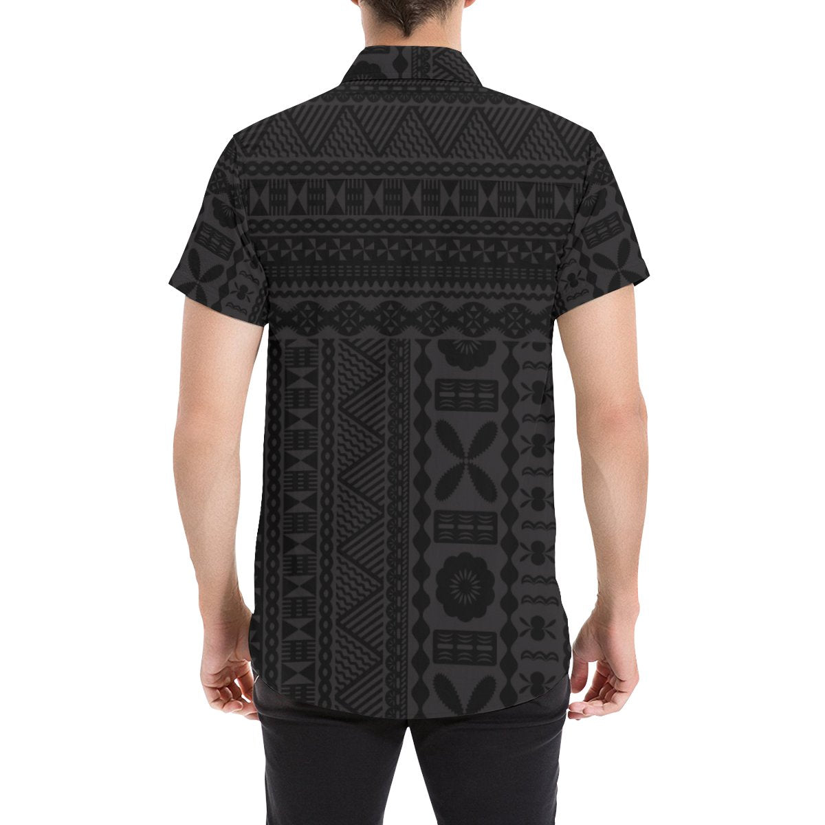 Fiji Tapa Short Sleeve Shirt Black - Vibe Hoodie Shop