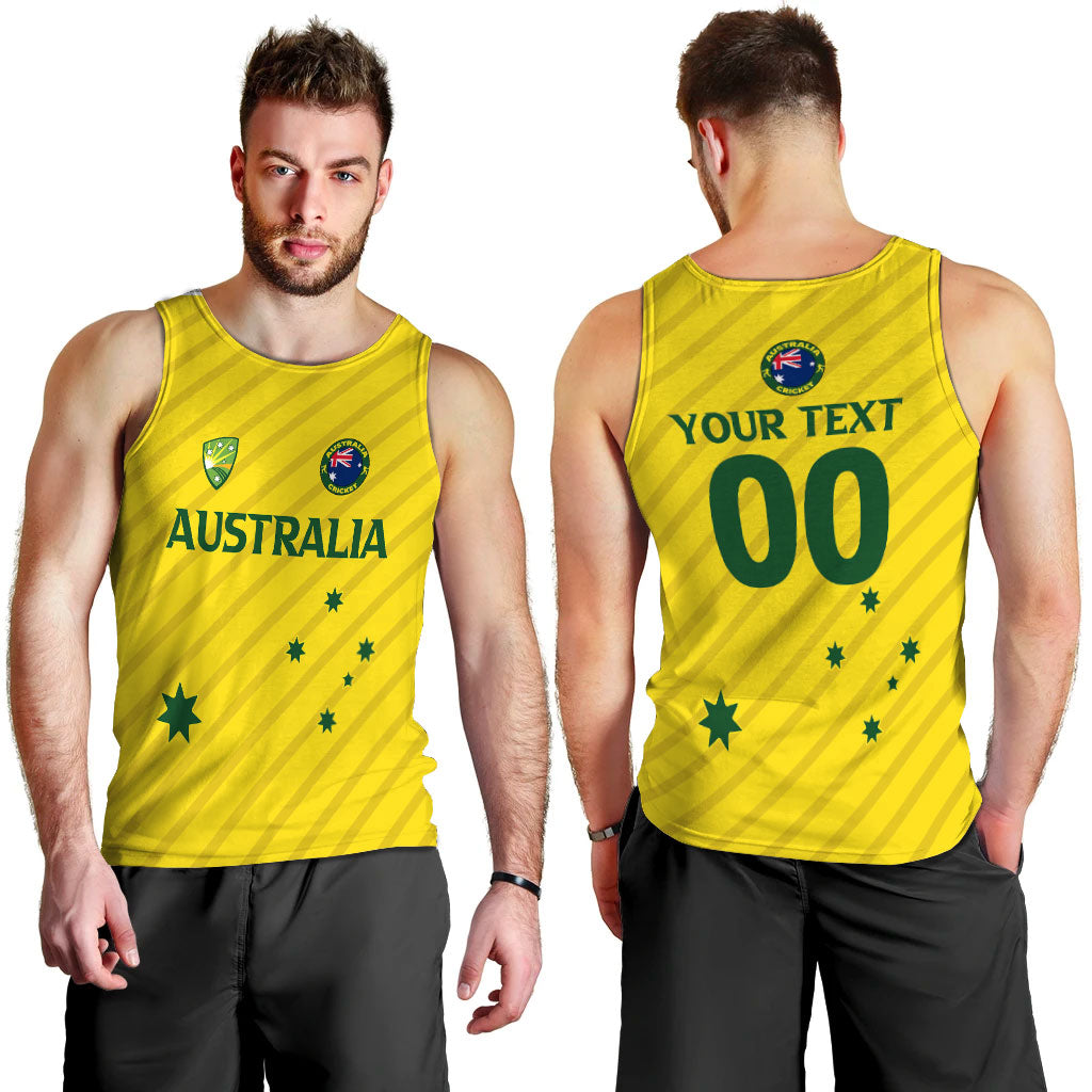 (Custom Personalised) Australian Cricket Men Tank Top - National Color - - Vibe Hoodie Shop