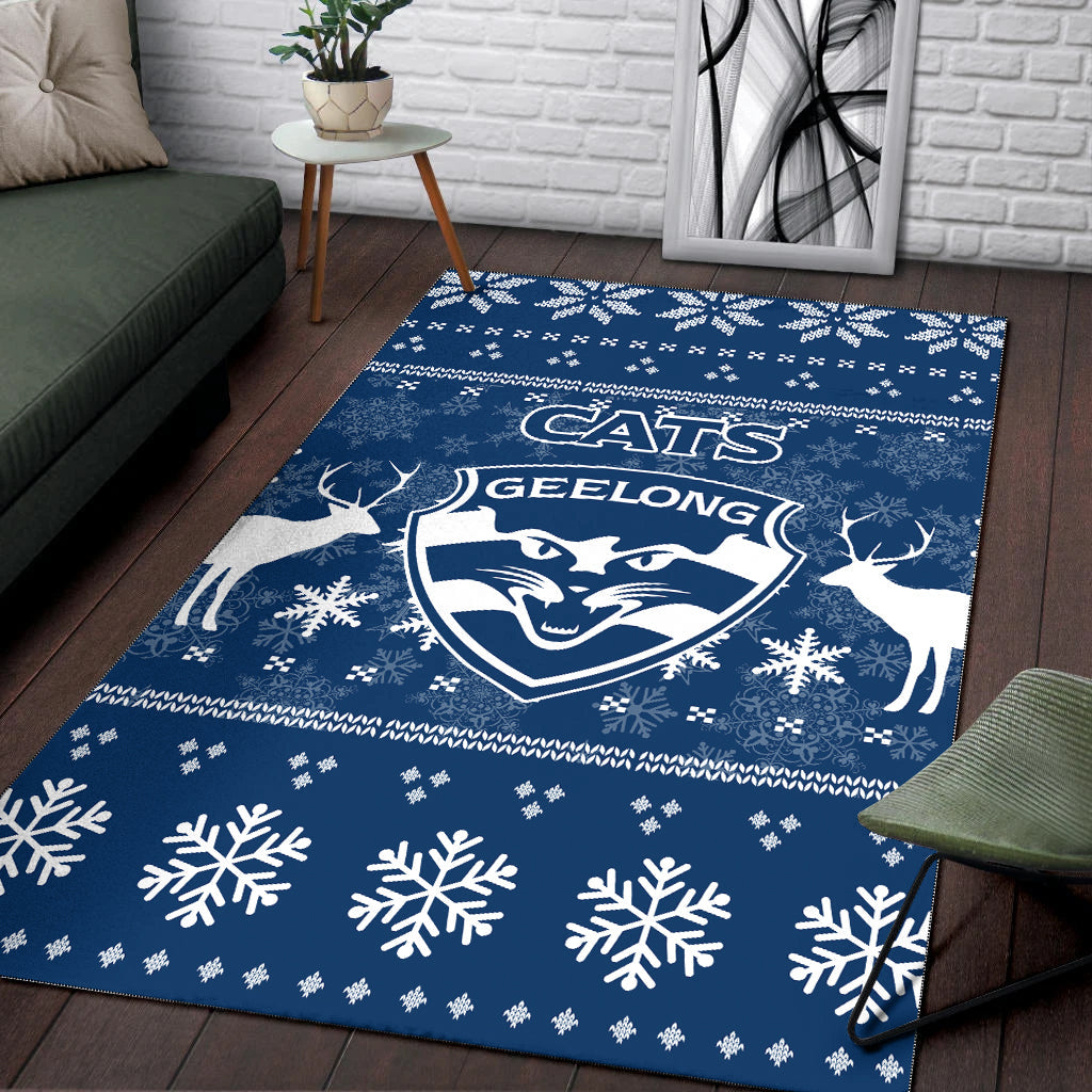 Geelong Cats Area Rug - Christmas Ugly Style - - Vibe Hoodie Shop