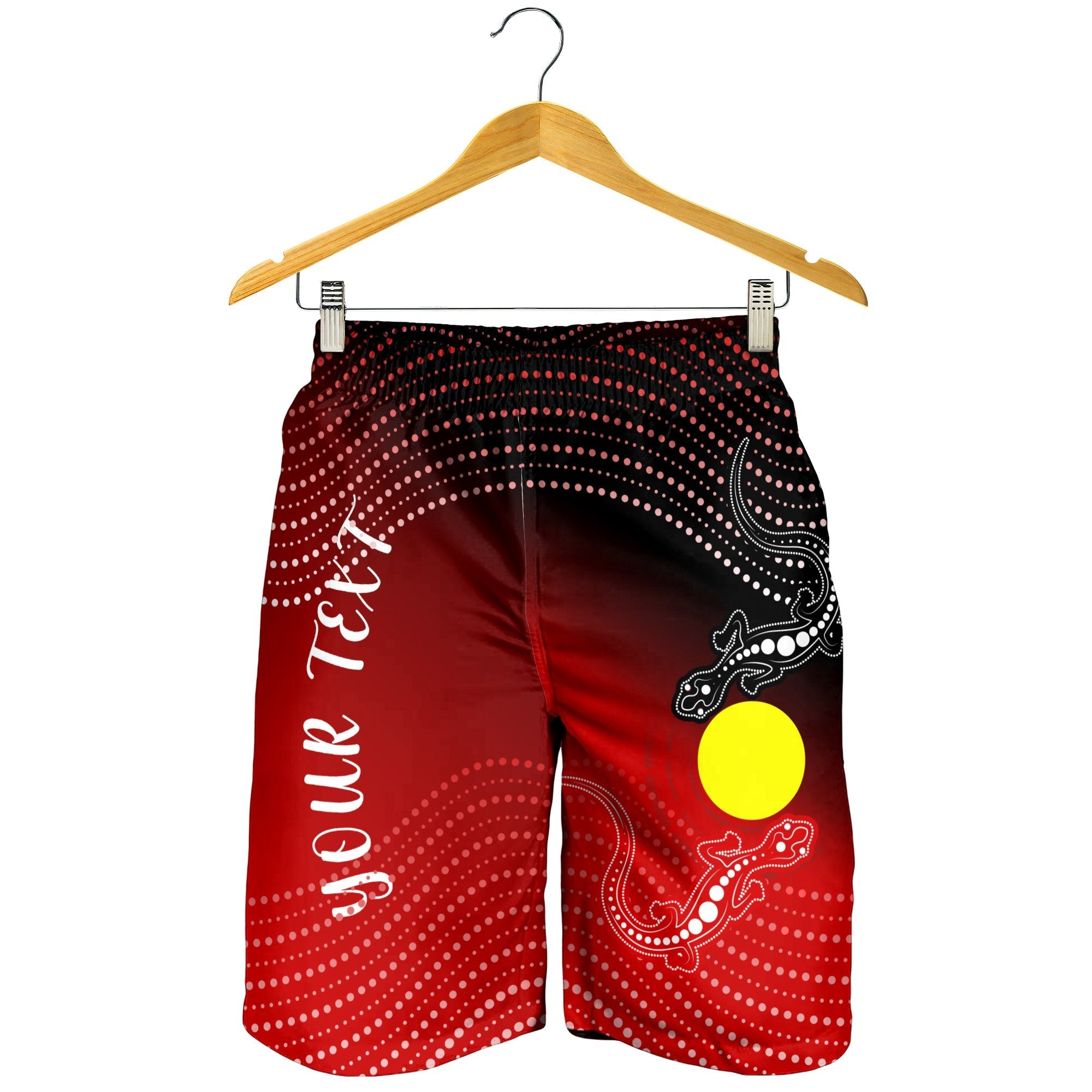 Custom Aboriginal Men's Shorts - Two Indigenous Lizard - Vibe Hoodie Shop