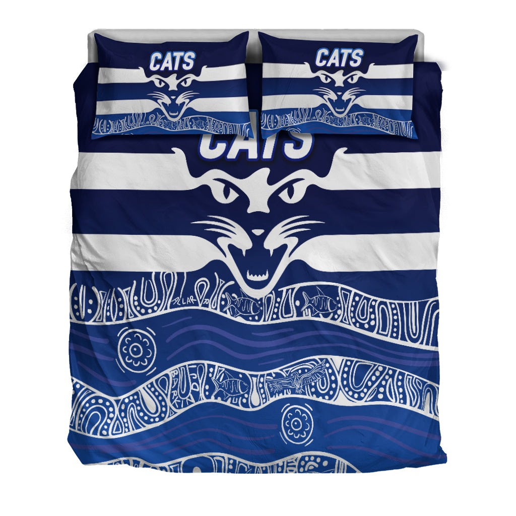 Cats Aboriginal Art Football Geelong Bedding Set - - Vibe Hoodie Shop